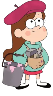 😊 Mabel Pines Gravity Falls メイベル・パインズ, グラビティフォールズ, アニメ, アーティスト, ベレー帽, ペイント, 可愛い telegram sticker