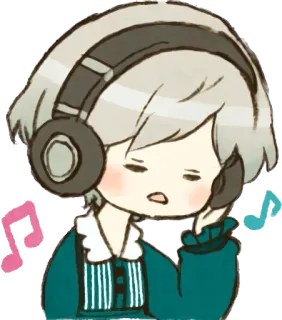 😌 Музыка, Наушники, Мультфильм, Милый, Наушники, Ноты telegram sticker