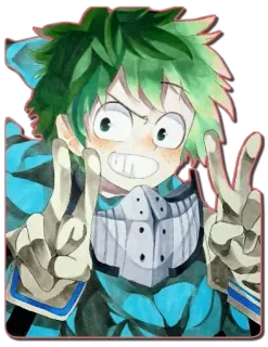 ✌️ Izuku Midoriya My Hero Academia Anime, Manga, My Hero Academia, Izuku Midoriya, Deku, Signo de la paz, Sticker whatsapp sticker
