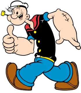 😁 Popeye การ์ตูน, แอนิเมชัน, กะลาสี, ป๊อปอาย, ตัวละคร, ผักโขม telegram sticker