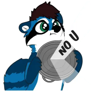 🔙 NO U енот, сам такой, стикер, животное, пушистый telegram sticker