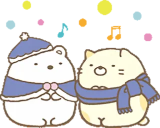 👫 cute, animals, kawaii, cartoon, friendship, winter, bear, cat whatsapp sticker