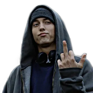 🖕 Eminem Eminem, rapper, middelvinger, aanstootgevend, beroemdheid, hiphop, muziek, artiest telegram sticker