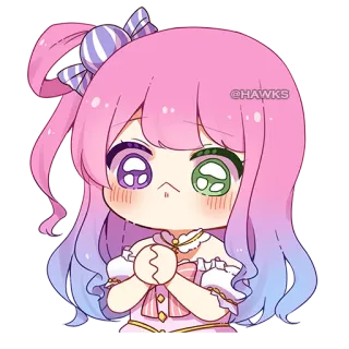 🥺 @HAWKS Anime, Chibi, Kawaii, Carino, Arte digitale, Capelli rosa, Illustrazione, Manga whatsapp sticker