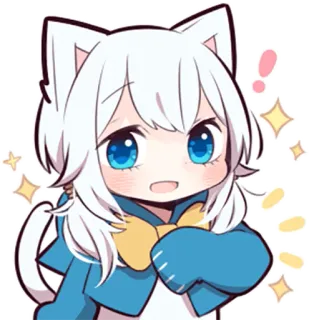 😀 Anime, Sticker, Garota gato, Bonito, Mangá, Chibi, Kawaii telegram sticker