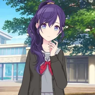 🕳 ragazza anime, capelli viola, uniforme scolastica, cartone animato, donna, bella telegram sticker