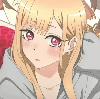 📓 Marin Kitagawa My Dress-Up Darling Anime, Mädchen, Porträt, Blonde Haare, Cosplay, Hübsch, Süß telegram sticker