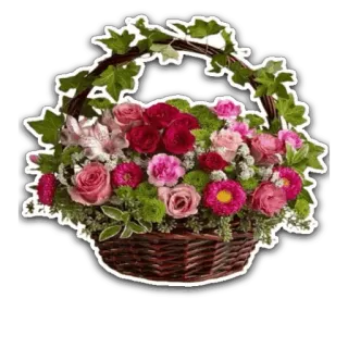 🌸 flowers, basket, roses, floral, gift whatsapp sticker