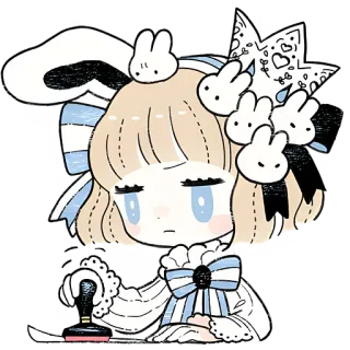 😌 thỏ, dễ thương, hoạt hình, nhãn dán, bé gái, kawaii, đáng yêu telegram sticker