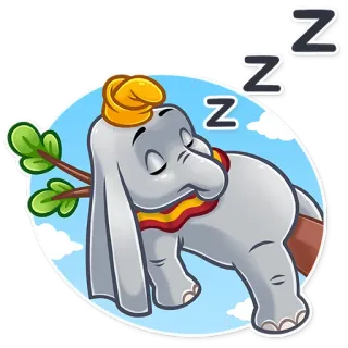 😴 Dumbo ZZZ Elefant, schlafend, Cartoon, süß, Dumbo whatsapp sticker