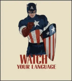 🤭 Captain America WATCH YOUR LANGUAGE Captain America, Marvel, hero, comic book, patriotic, superhero telegram sticker