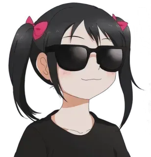 🍁 Ragazza anime, Occhiali da sole, Cool, Cartone animato, Personaggio, Illustrazione telegram sticker