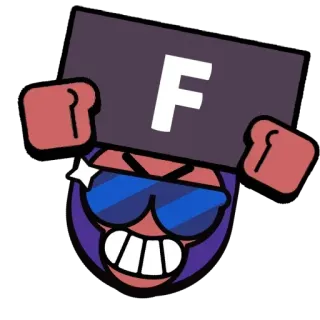 ☠ F litera, okulary przeciwsłoneczne, kreskówka, postać, fioletowy, boks telegram sticker