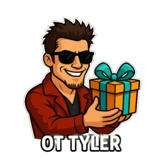 🖼 OT TYLER ผู้ชาย, แว่นกันแดด, ของขวัญ, การ์ตูน, ของขวัญ, ยิ้ม telegram sticker