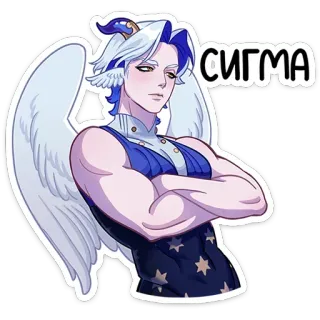 💪 СИГМА Anime, Pria, Malaikat, Sayap, Otot whatsapp sticker