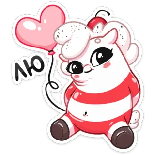 ❤️ ЛЮ Kartun, Karakter, Binatang, Stiker, Hati, Balon, Lucu telegram sticker