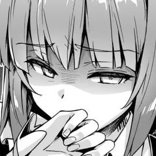 😳 Anime, Manga, Kobieta, Portret, Monochromatyczny, Dziewczyna whatsapp sticker