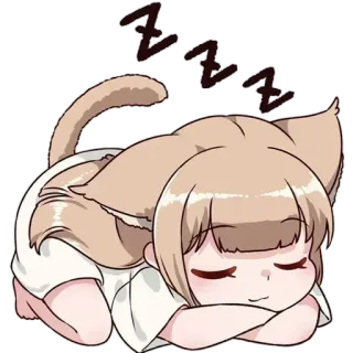 💤 ZZZZ durmiendo, chica gato, anime, chibi, kawaii, siesta telegram sticker