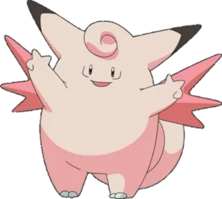🔵 Clefairy Pokemon Mélofée, Pokémon, Type Fée, mignon, rose, Anime, Jeu vidéo, Personnage telegram sticker