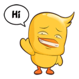 🙂 Hi dibujos animados, pato, saludo, hola, animal whatsapp sticker