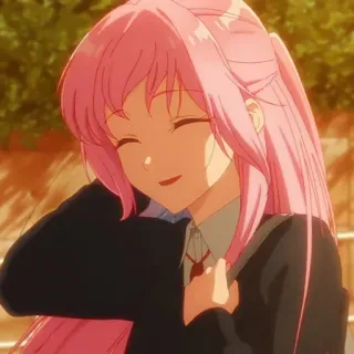 🌷 Anime, Mädchen, pinke Haare, Schuluniform, lächelnd, süß telegram sticker