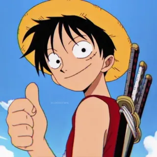 👍 Luffy One Piece Луффи, Ван Пис, аниме, персонаж, большой палец вверх telegram sticker