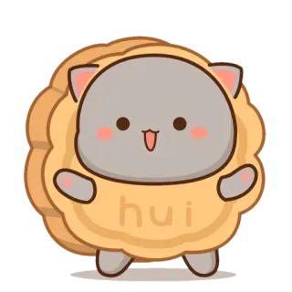 🥮 hui süß, Cartoon, Katze, Tier, Aufkleber telegram sticker