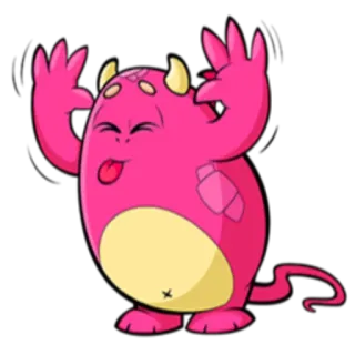 😝 monster, merah muda, kartun, imut, lucu, julur lidah, stiker telegram sticker