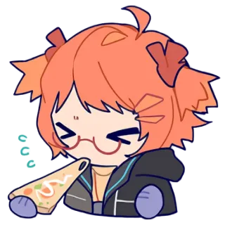 🍕 Anime, Hoạt hình, Tóc cam, Pizza, Dễ thương telegram sticker