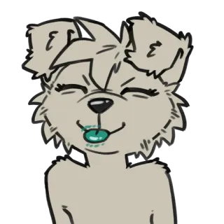 😜 furry, dog, canine, cartoon, happy, smiling, lollipop, candy, illustration, sticker whatsapp sticker