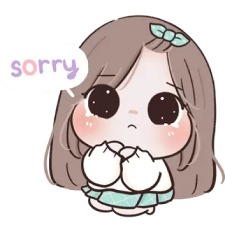 🌙 sorry Cartoon, Schattig, Excuus, Sorry, Meisje, Verdrietig whatsapp sticker