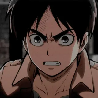 😠 Eren Yeager Attack on Titan Anime, Manga, L'Attaque des Titans, Eren Jaeger, Sérieux, Personnage telegram sticker