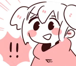 ‼️ !! Anime, Kreskówka, Słodkie, Postać, Wykrzyknik, Różowy, Styl telegram sticker