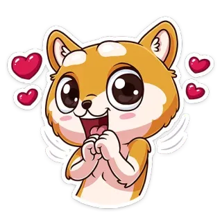 ❤ cane, cuori, carino, animale, kawaii, amore, angelo whatsapp sticker