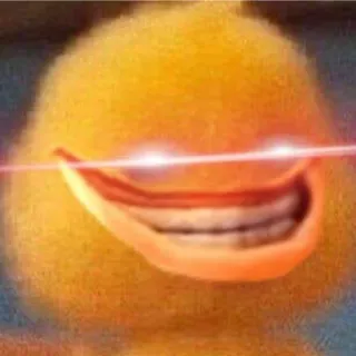 🦆 Meme, Amarelo, Rosto, Olhos brilhantes whatsapp sticker