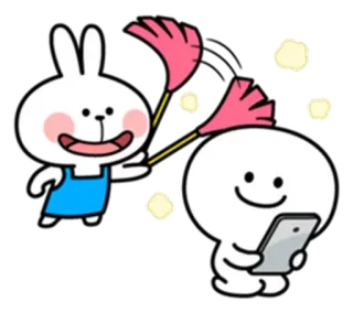 😌 うさぎ, かわいい, 掃除, モバイル telegram sticker
