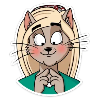 ☺ cat, anthropomorphic, cartoon, sticker, female telegram sticker