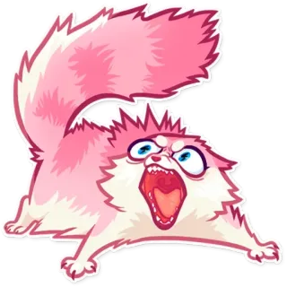 😡 kucing, marah, lucu, merah muda, hewan, stiker whatsapp sticker