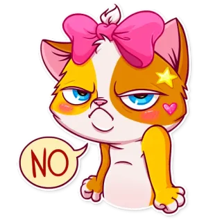 🎀 NO gatto, gattino, no, sticker, carino, animale, cartone animato, rifiuto telegram sticker