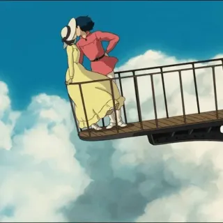 🐇 Howl Howl's Moving Castle beso, romance, pareja, animación, studio ghibli, anime telegram sticker