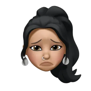 😪 Emoji, Traurig, Weinend, Frau, Brünett, Verärgert whatsapp sticker