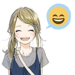 😁 animé, fille, sourire, joyeux, dessin animé, gai telegram sticker