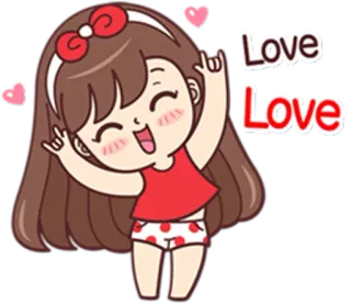 🤘 Love Love amor, corazones, dibujos animados, chica, lindo telegram sticker
