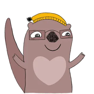 🎉 Loutre, Animal, Dessin animé, Lunettes, Bonnet, Mignon, Amical telegram sticker