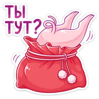 ❓ ТЫ ТУТ? bolso, rosa, pregunta, dibujos animados, mono telegram sticker