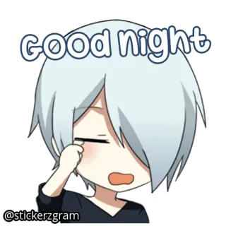 😴 good night спокойной ночи, аниме, сонный, уставший, мультфильм, привет telegram sticker