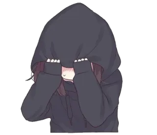 😳 Anime, Sweat à capuche, Caché, Timide, Fille telegram sticker
