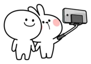 📷 Мультик, Селфи, Милый, Кролик, Персонаж, Пара telegram sticker