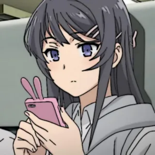 🐰 Mai Sakurajima Rascal Does Not Dream of Bunny Girl Senpai 애니메이션, 소녀, 바니걸, 폰, 귀여운 whatsapp sticker