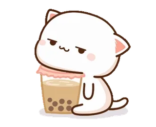 😒 gatto, bubble tea, carino, cartone animato, animale, bevanda telegram sticker